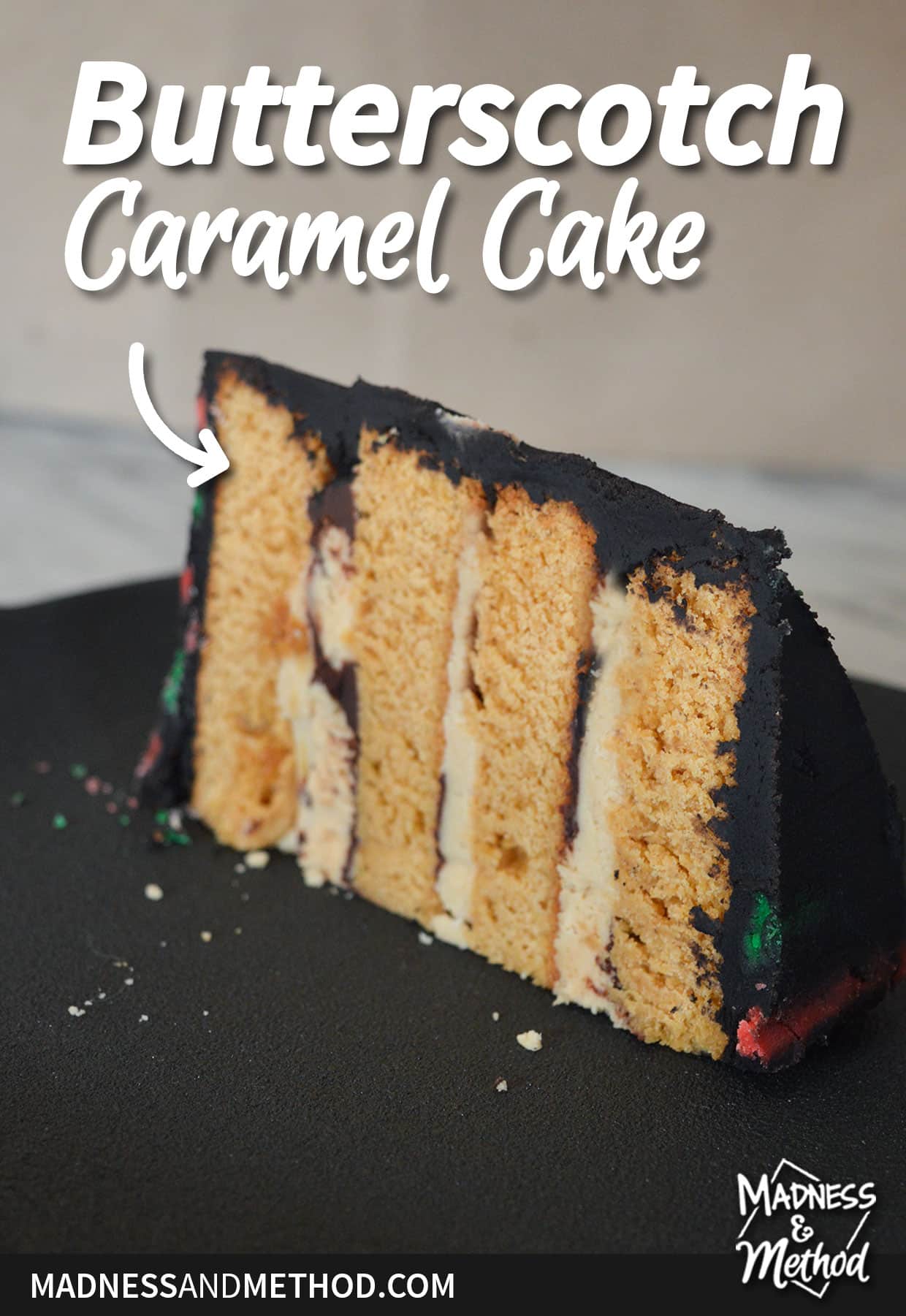 four layer slice of cake
