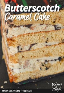 butterscotch caramel cake closeup
