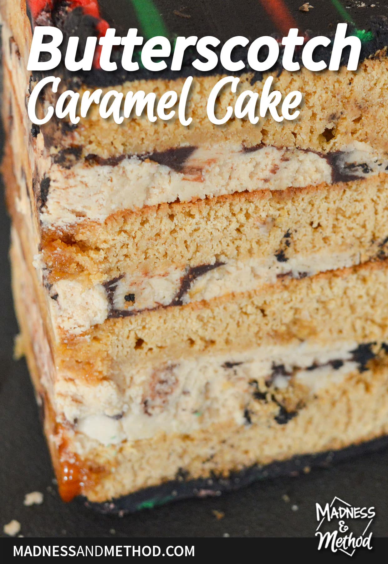 butterscotch caramel cake closeup