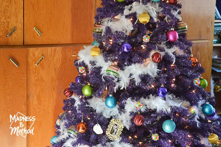 multicoloured christmas tree ornaments