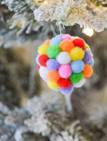 rainbow pom pom ornament