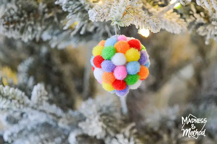 rainbow pom pom ornament