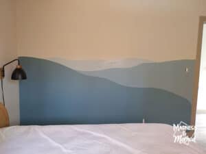 simple water mural in bedroom