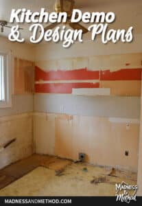 kitchen demo and design plans graphic