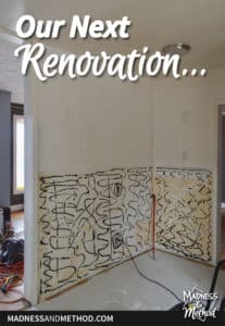 next renovation text on beige wall