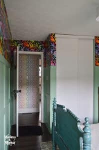 colourful bedroom and hallway