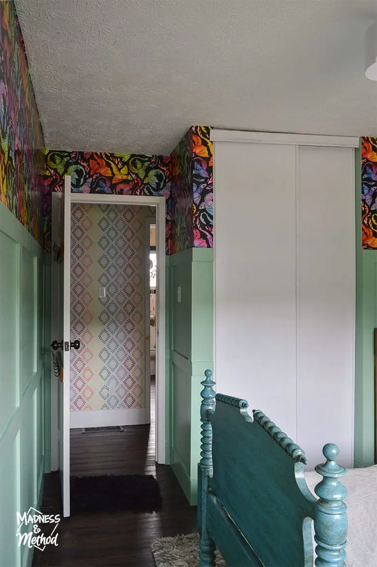 colourful bedroom and hallway