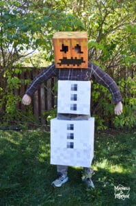 DIY minecraft snow golem costume