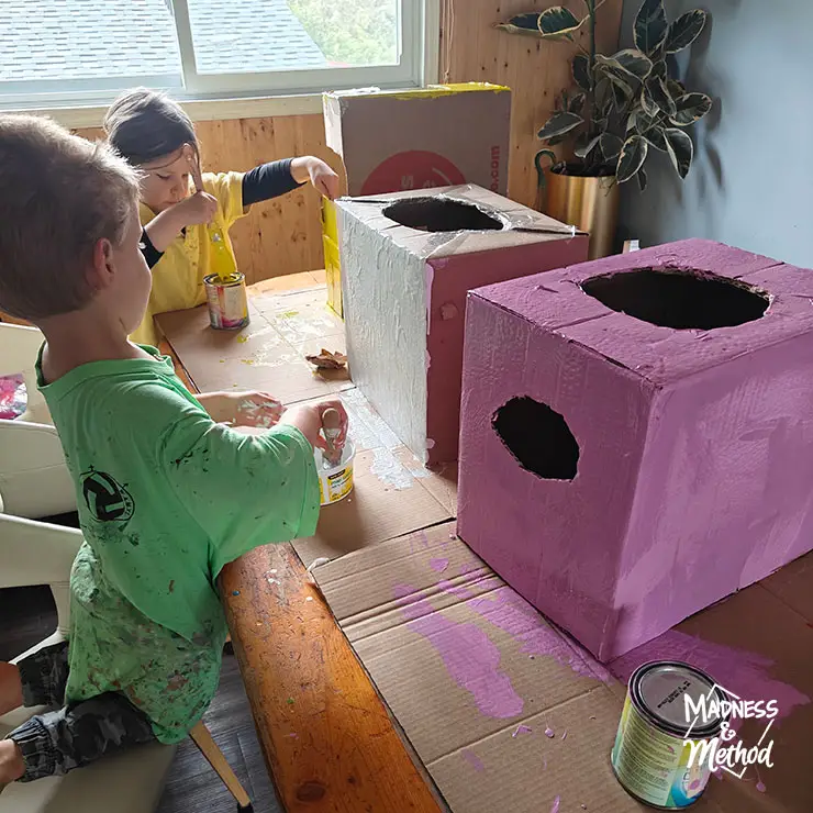 painting cardboard costumes