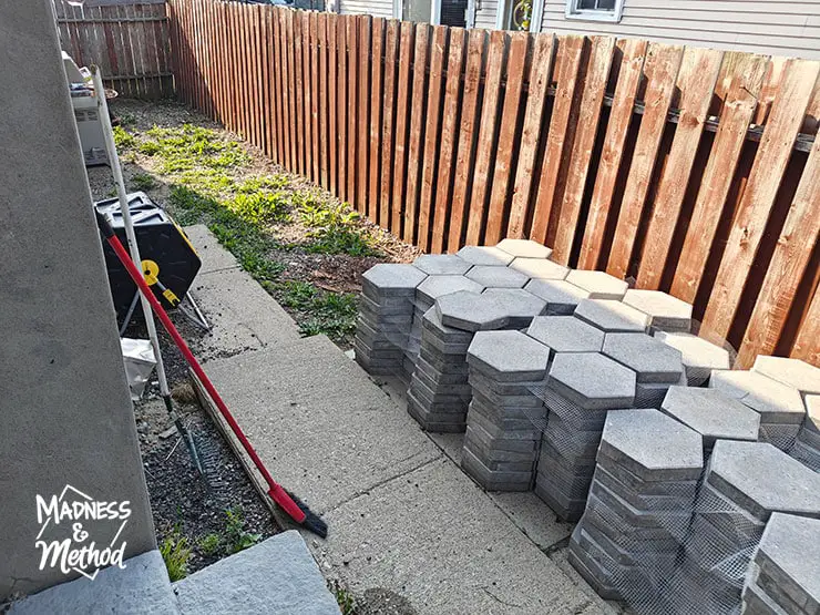 prepping to install hex pavers