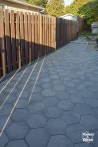 gray hex pavers with black polymeric sand