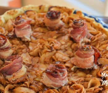 maple bacon apple pie closeup