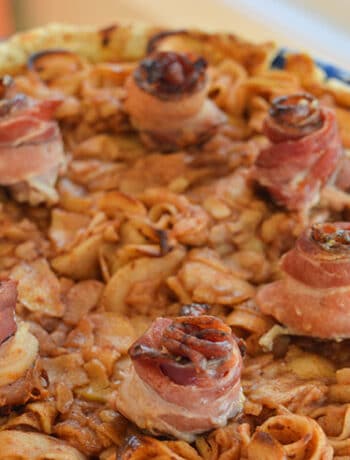 maple bacon apple pie closeup