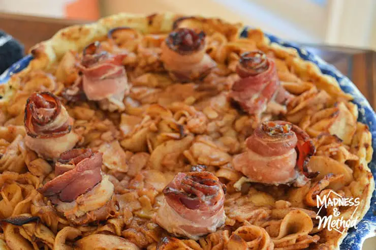 maple bacon apple pie closeup