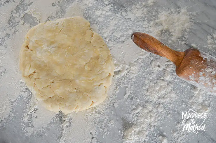 rolling out pie dough