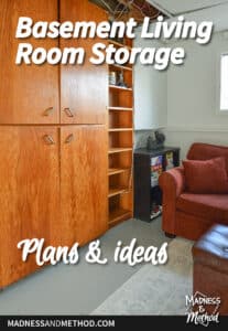 basement living room storage plans