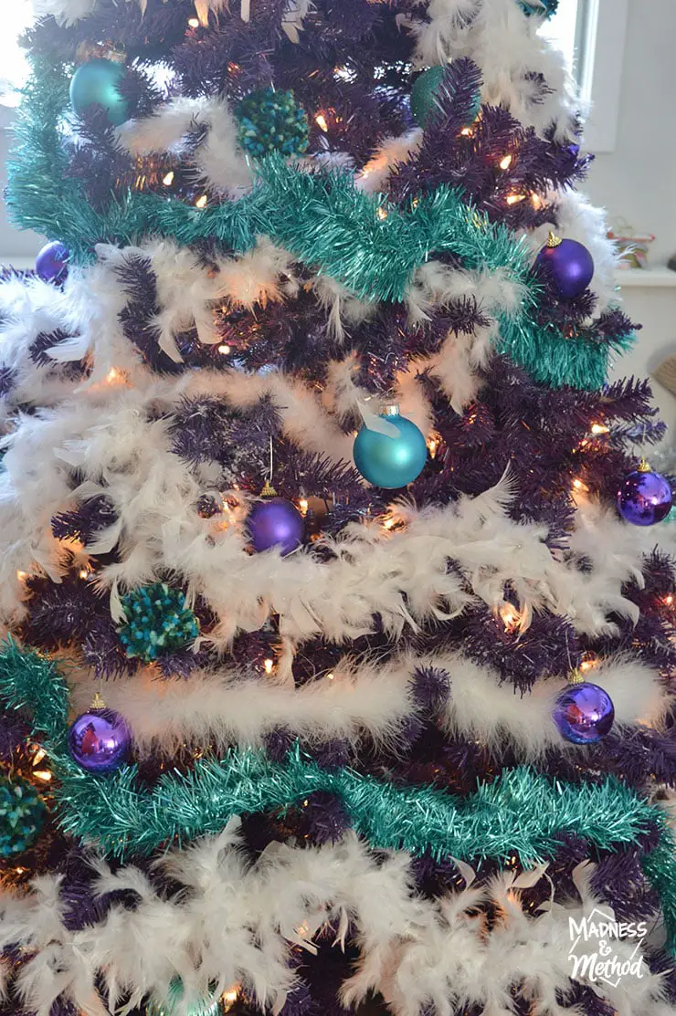 teal and purple christmas tree