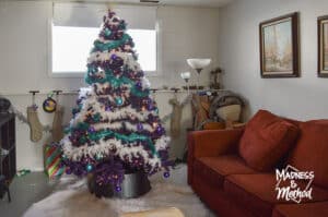 christmas tree in basement living room
