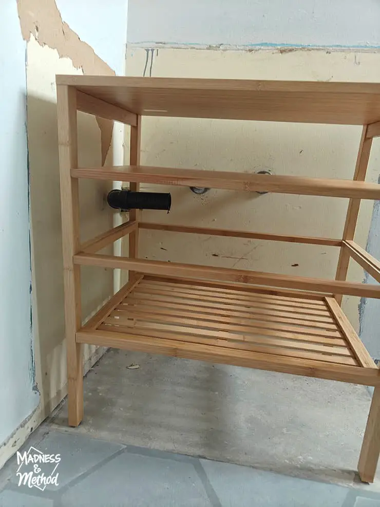 current plumbing for vanity