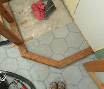 concrete floor with angled wood