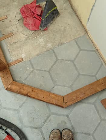 concrete floor with angled wood