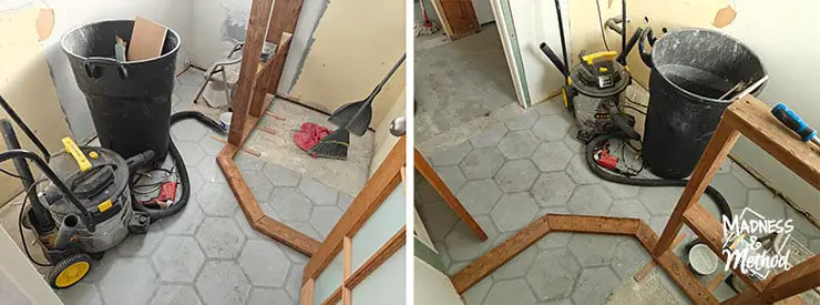 setting the size of basement bathroom shower