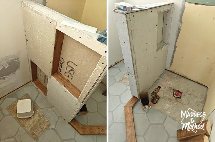 bathroom half wall cement board