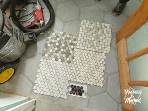 white mini hex floor tile options