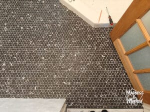 black and white mini hex floors