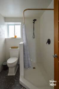 bathroom toilet next to shower