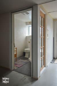 bathroom with frosted window