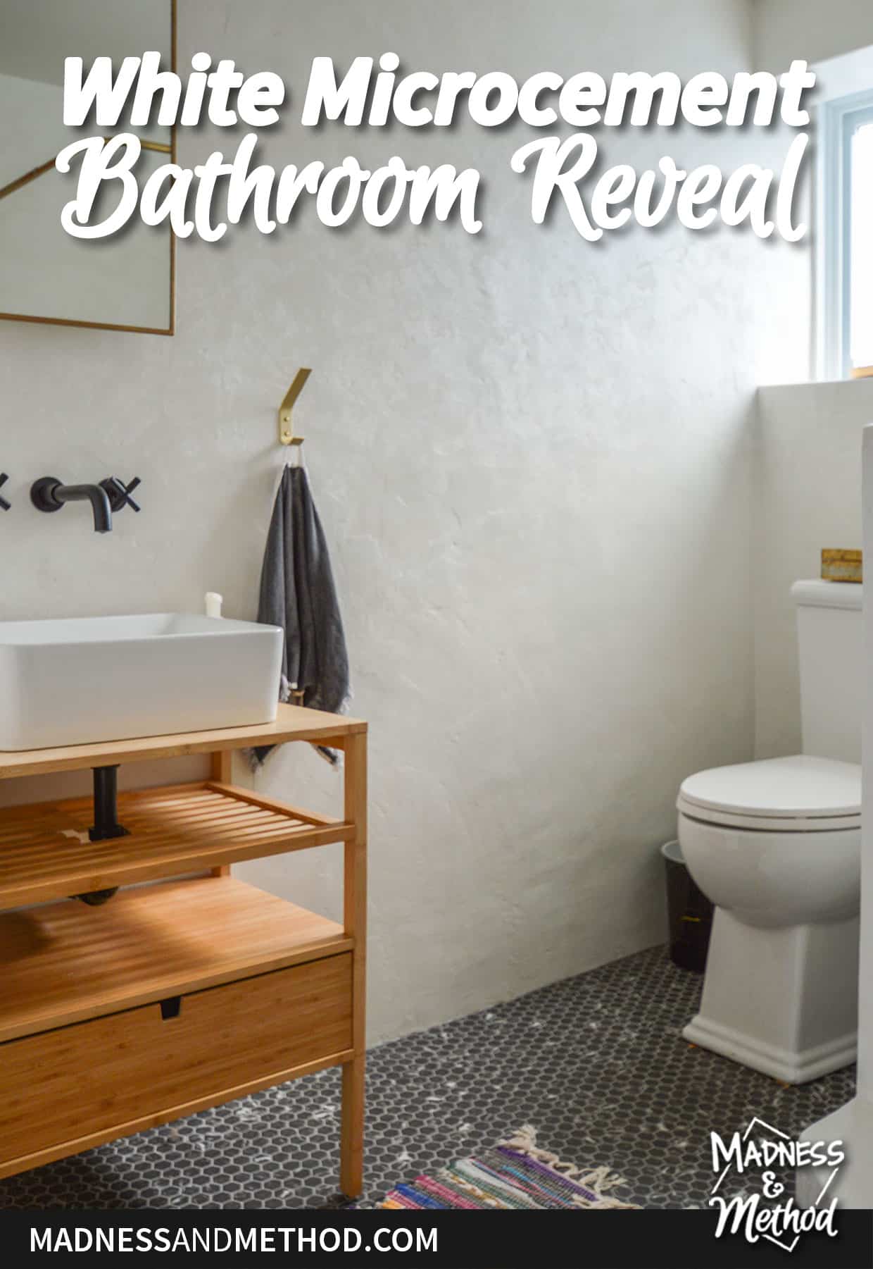white microcement bathroom reveal 
