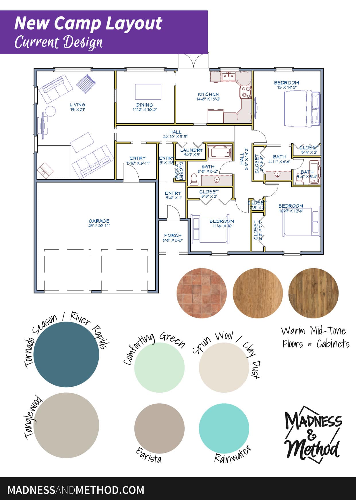 introduction to new camp with layout and colours