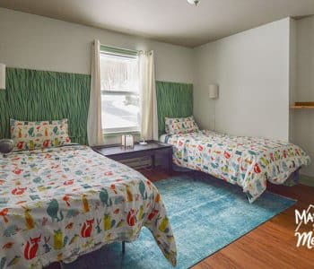 twin beds with window in between