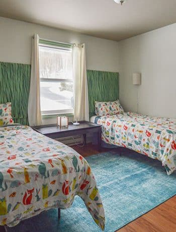 twin beds with window in between