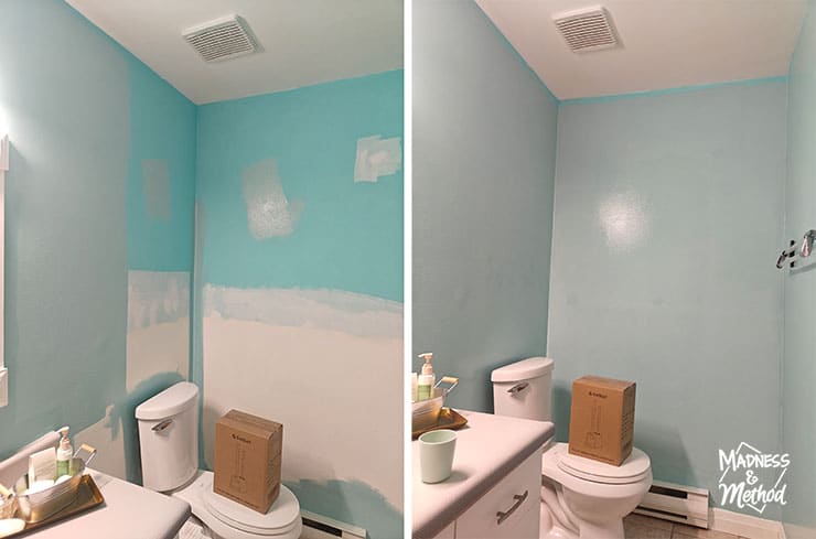 new vs old bathroom colour