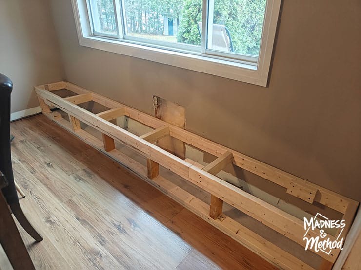 built-in dining room bench frame