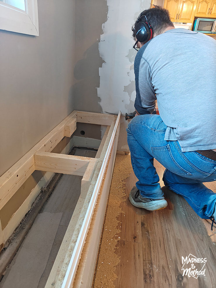 front edge of dining room bench