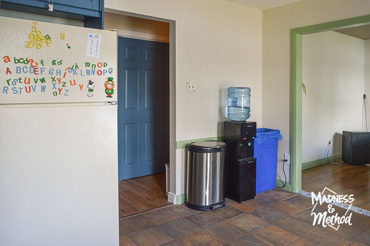 open garbage recycling in kitchen
