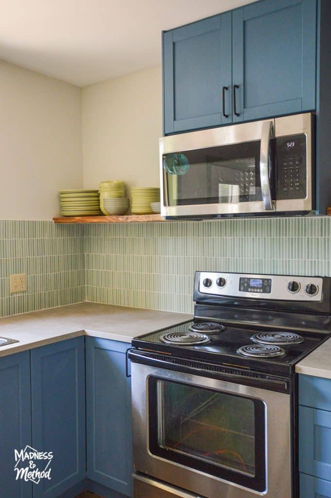 open shelf in kitchen