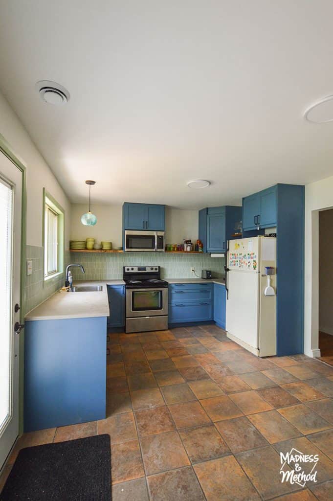blue and green kitchen