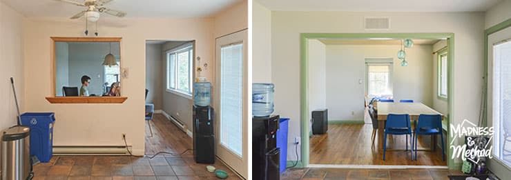 dining room wall before after