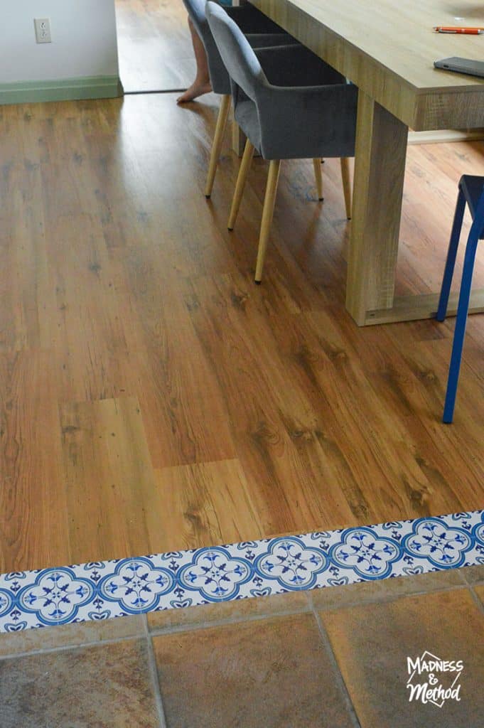 large floor transition between laminate and tile