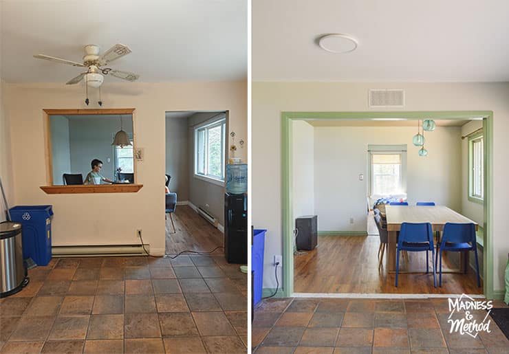 dining room wall before after