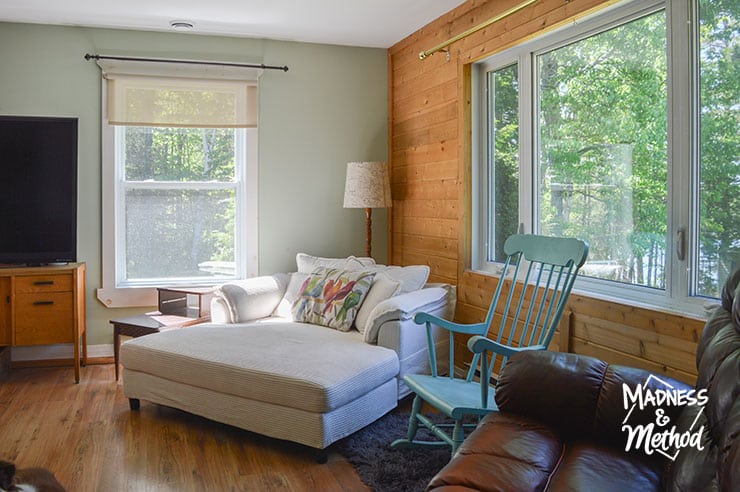 white lounger in living room