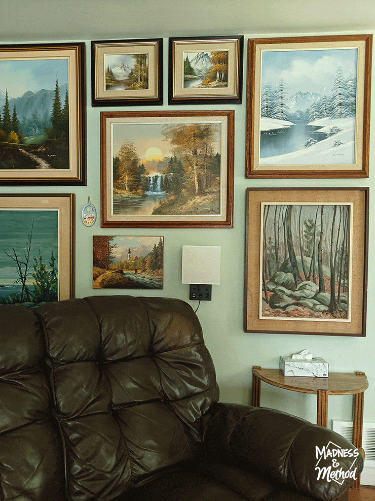 gallery wall before after light