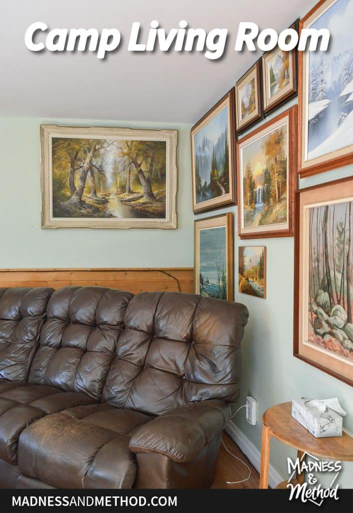 gallery wall in camp living room